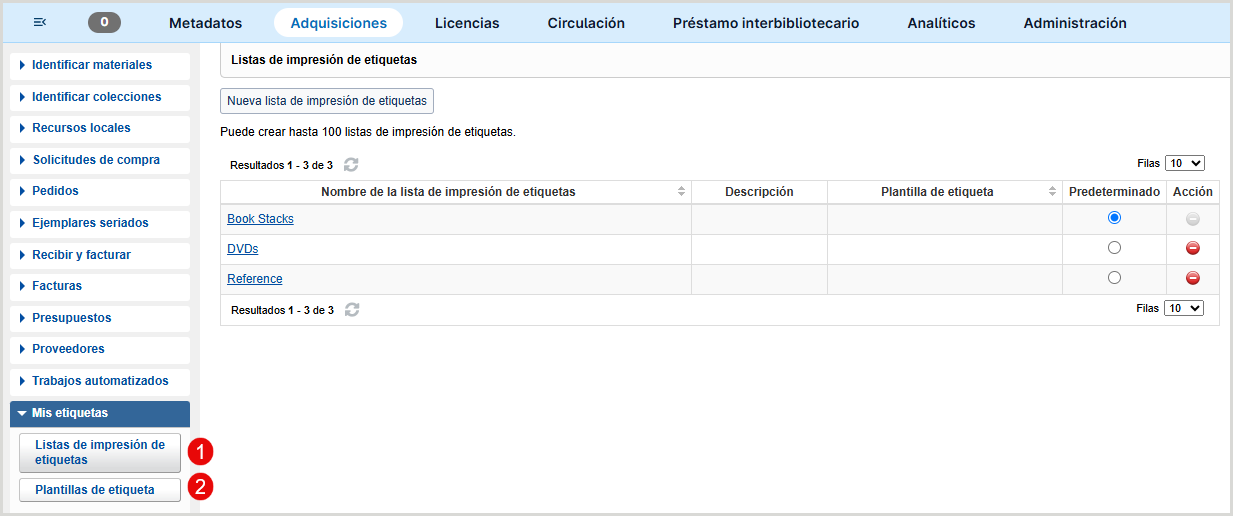 Descripci&oacute;n general de la interfaz Mis etiquetas
