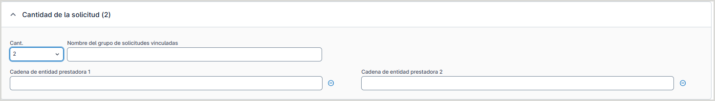 captura de pantalla del acordeón de solicitudes múltiples
