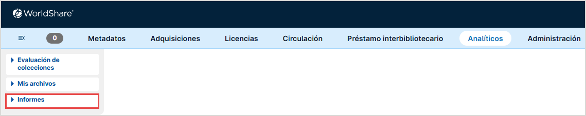 Informes en la interfaz de WorldShare